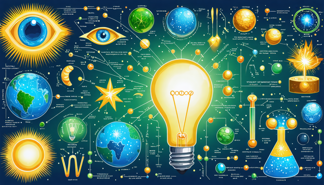 An artistic representation of various scientific and philosophical theories with abstract cosmic and organic patterns.