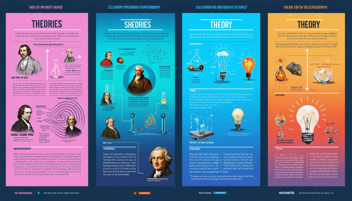 Infographic displaying various scientific and philosophical theories with bright colors and modern layout.