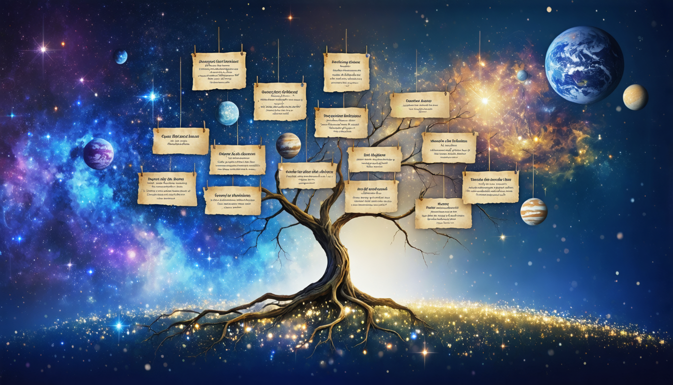 Conceptual artwork representing various scientific and philosophical theories in a vibrant and abstract design.