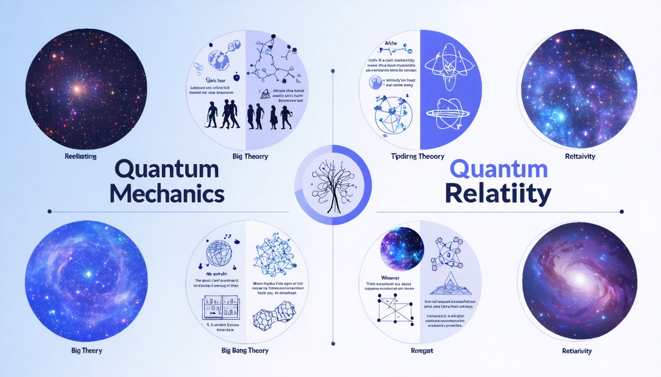 Infographic illustrating various scientific and philosophical theories with colorful illustrations and modern design.
